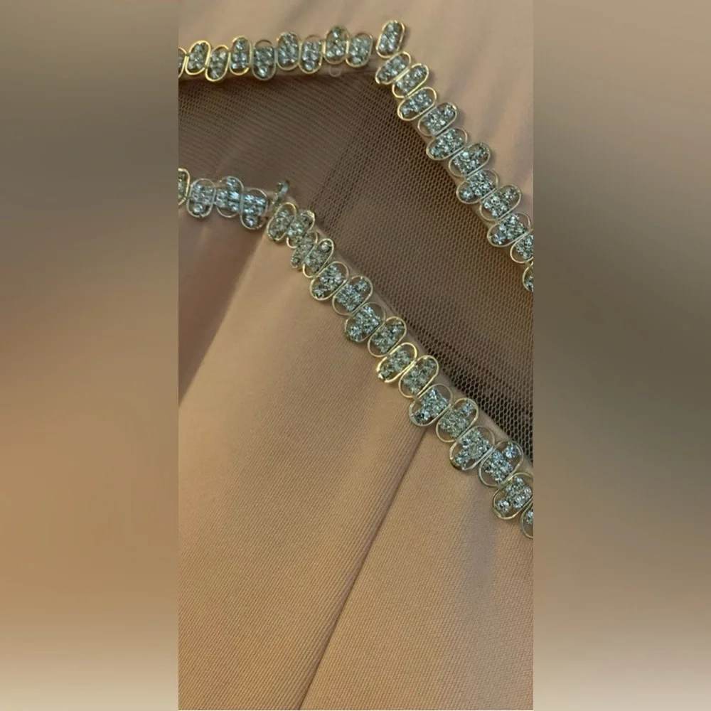 Aqua Dress Pastel Pink Formal Gown with Rhinestone Waist - Picture 6 of 6